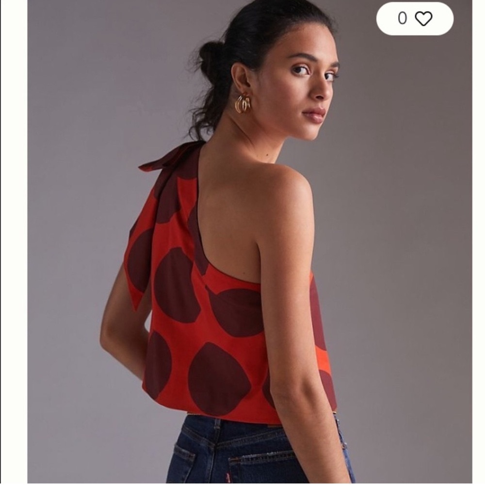 Stylish Red Polka dot One-Shoulder Top